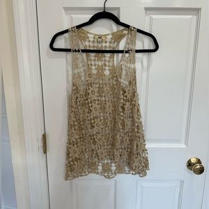 Gold crochet style tank